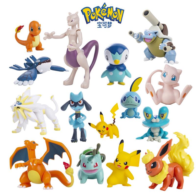 Toys Model Pokemon Anime Figure Pikachu Eevee Charizard Mewtwo Cartoons Figure Collection Pocket Monster Action Birthday Gi Kids