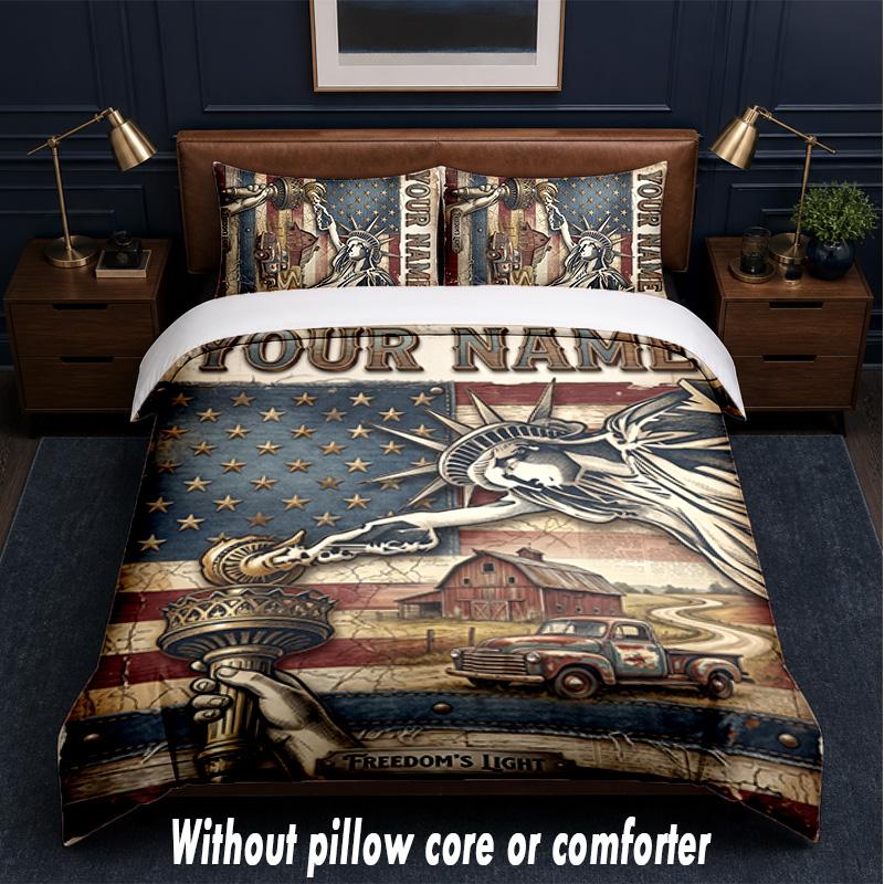 Truck Theme Custom Text Or Name 3Pcs Bedding Set,1 Flat Sheet & 2 Pillowcases Personalized Home Bedding