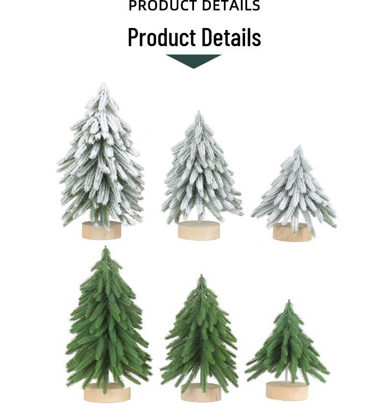 Mini Snowy Cedar Christmas Tree with Round Wood Base - Desktop Ornament