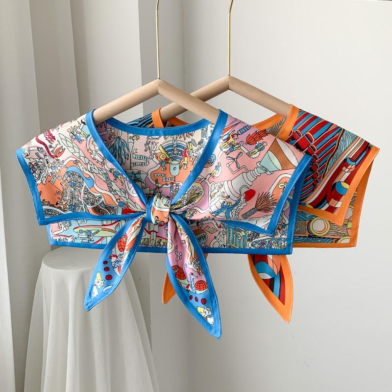 Shawl Summer Exterior Decoration Women'S Silk Scarf Spring And Autumn Thin Fashion Fake Collar Shirt Versatile Sunscreen Shawl