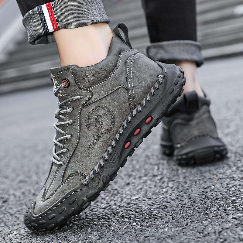 Automobilio vairavimo batai Rankomis susiuvami odiniai vyriški batai Natūralios odos laisvalaikio odiniai batai Vyriški kulkšnies batai