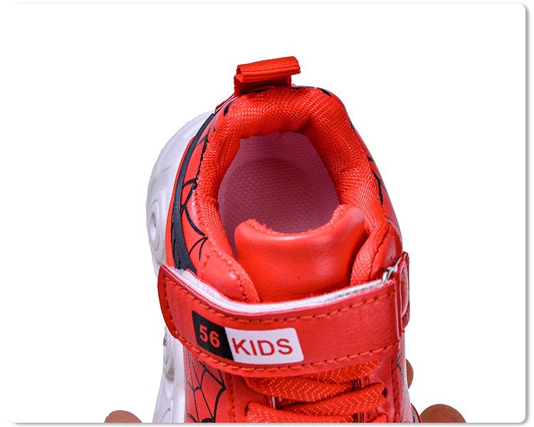 New Arrival LED Light-Up Spider Web Leather Sneakers for Boys