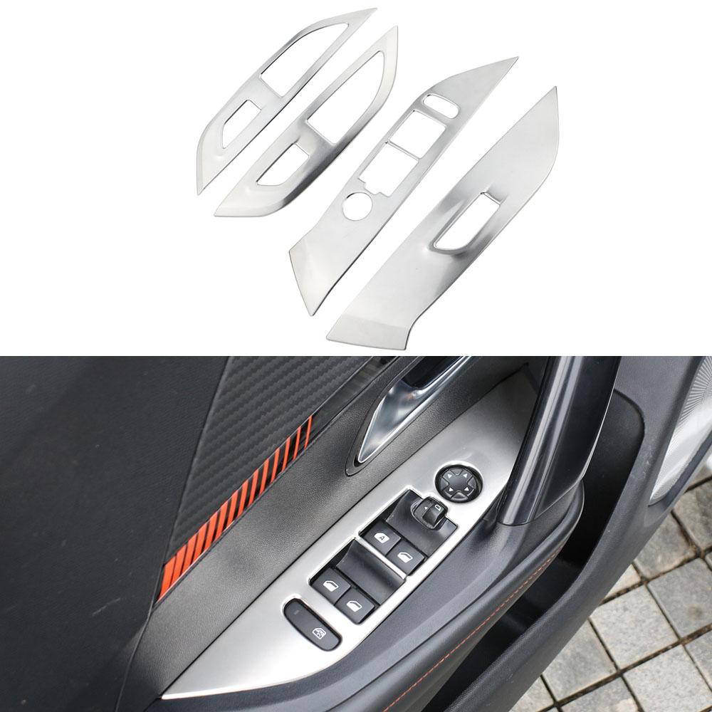 

4 шт. Накладка на панель управления стеклоподъемниками и блокировкой дверей на подлокотнике для Peugeot 2008 2020 - 2022 LHD Декоративная накладка Аксессуары LHD серебряный