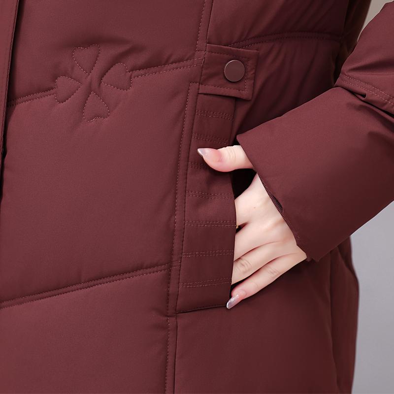 Plus Size XL-5XL Fashion Winter Woman Long Parkas Hooded Thick Warm Jacket Loose Middle Age Women's Coats