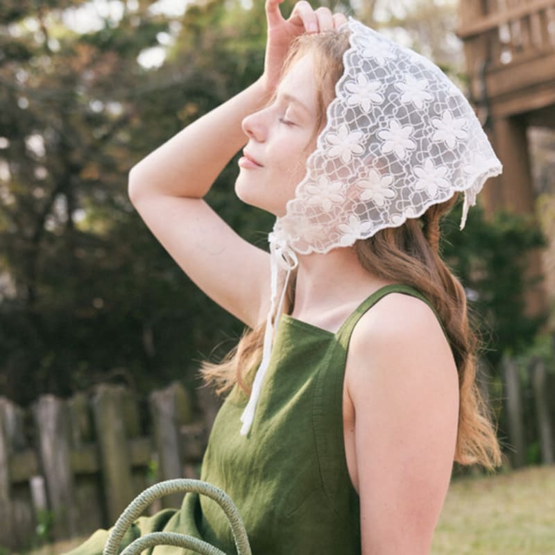 

RaJu Кружевной Треугольный Платок_4 Цвета Flower 1_ White