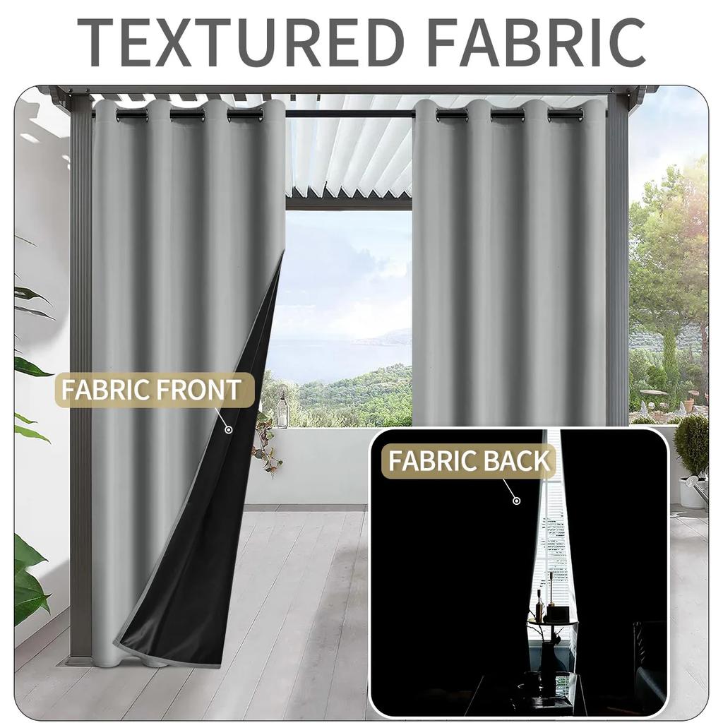 1pc Modern 100% Blackout Waterproof Outdoor Curtains, Curtains for Garden, Patio, Porch, Bedroom, Living Room, Pergola, Cabana