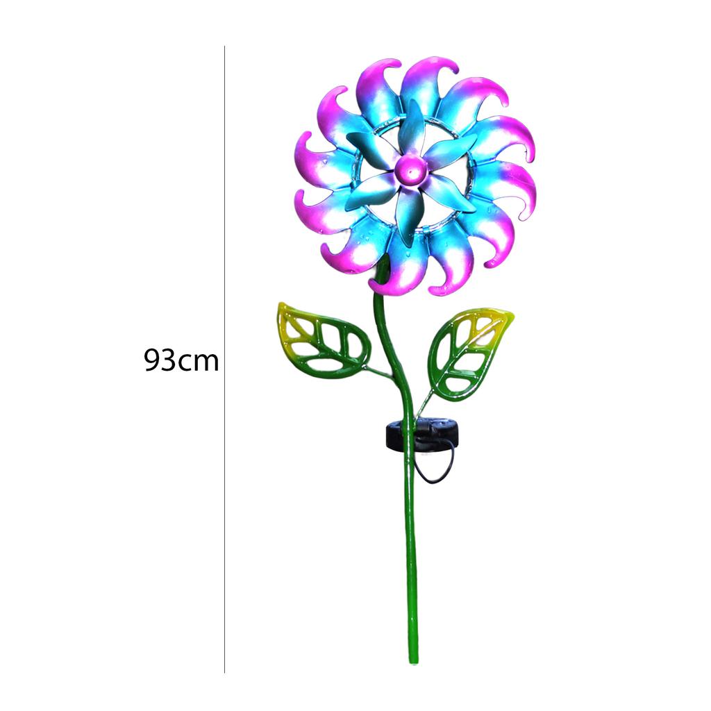 Iron Solar Windmill Garden Light 3D Wind Spinners Ground Plug Light Colorful Lighting Ornaments Home Decor for Patio Garden
