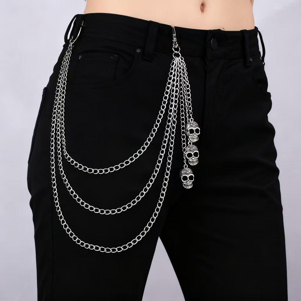 Cross-border Skull Pendant Multi-layer Metal Waist Chain for Women - Trendy Hip Hop Style