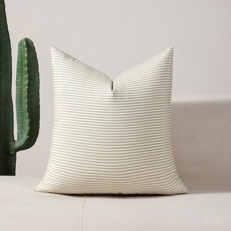 Small Fresh Grass Green Large and Small Plaid Striped Plain Pillow Cushion Cushion Cover Without Core