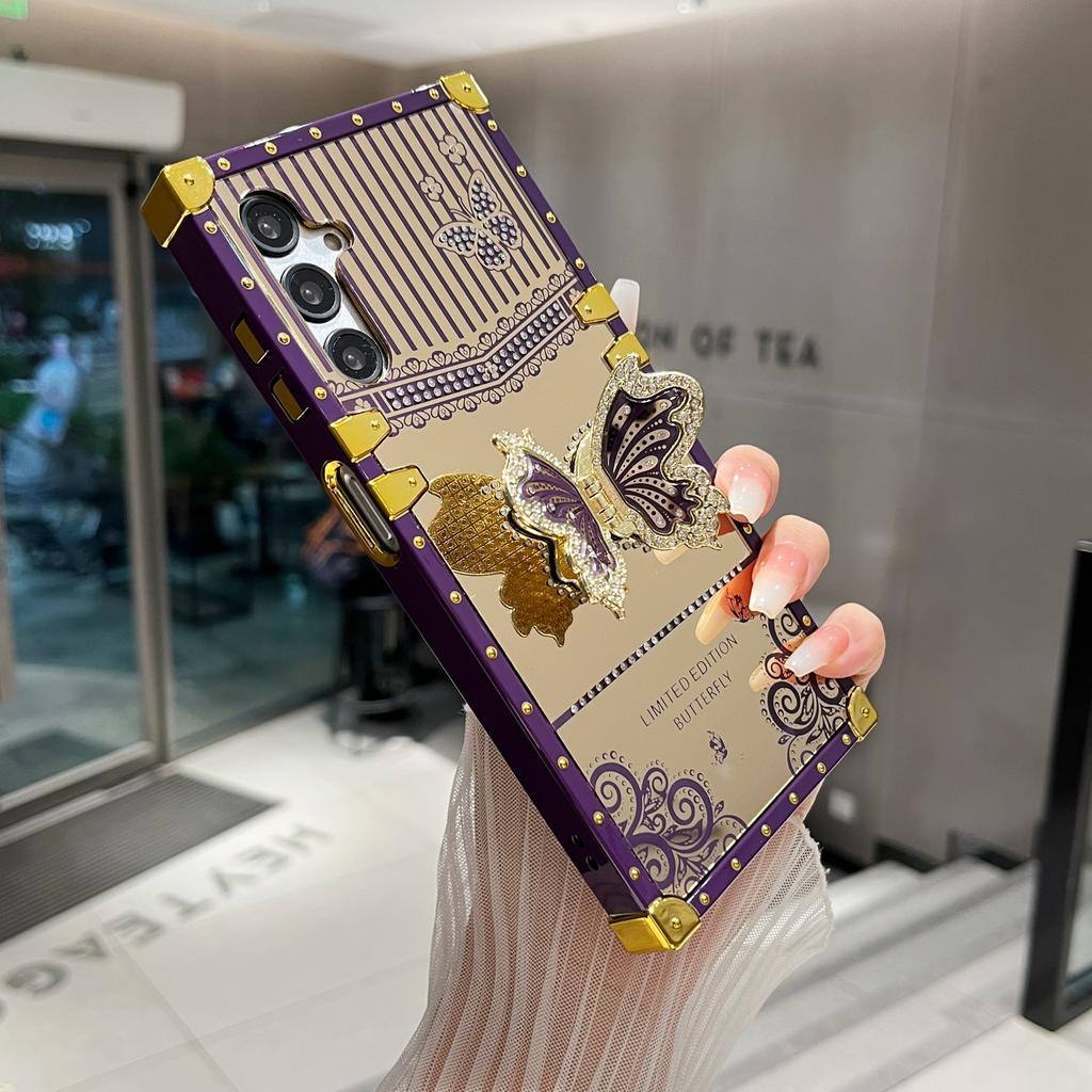 For Samsung Galaxy A36 5G/A56 5G Case Electroplated TPU+PC Phone Cover with Butterfly Kickstand