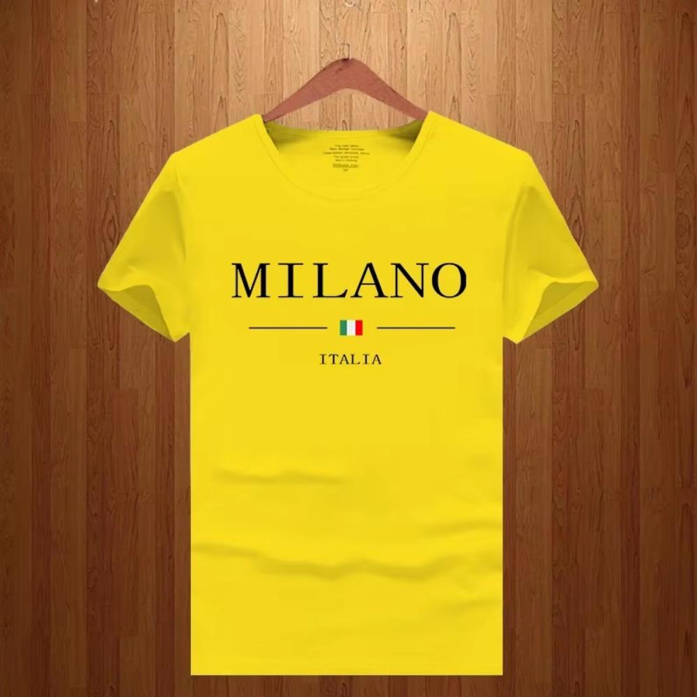 2023 Men's Summer Milano Letters Print Y2k T-shirt Man Short Sleeved Luxury Tees Clothing Loose Pure Cotton Soft Tops
