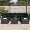 7 Piece Sofa Set with Cushions Black Poly Rattan