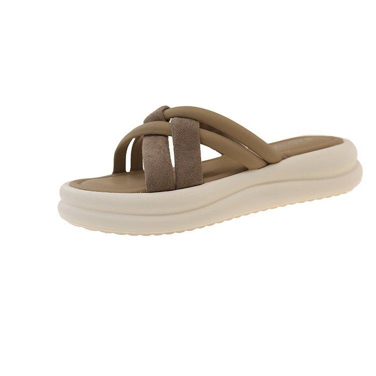 

Cross strap fashion one-word slippers women s muffin soft bottom casual cool slippers summer new lazy half slippers 40