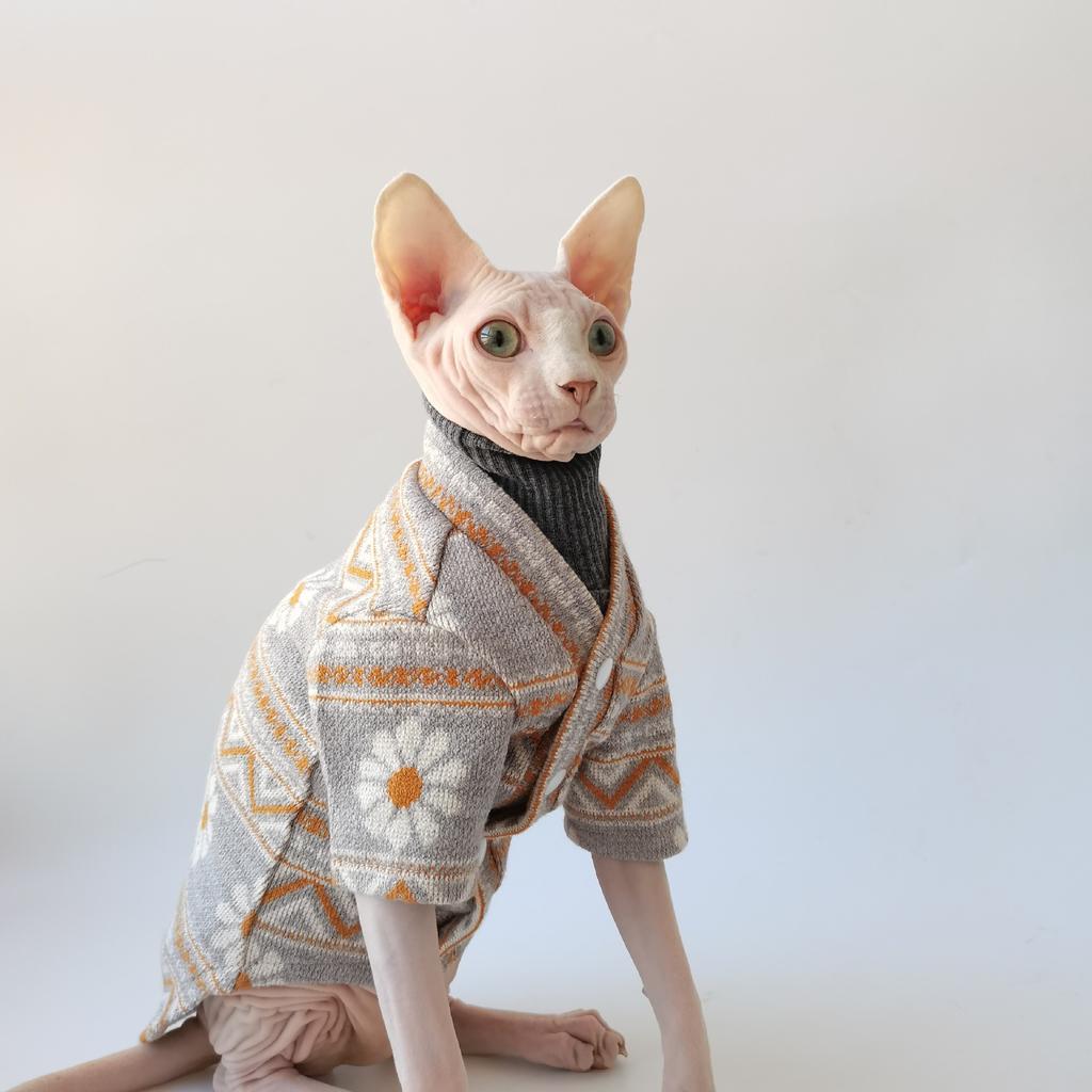 Autumn and Winter Knitted Cardigan, High-quality Fabric, Soft Sphynx Hairless Cat Devon Clothes