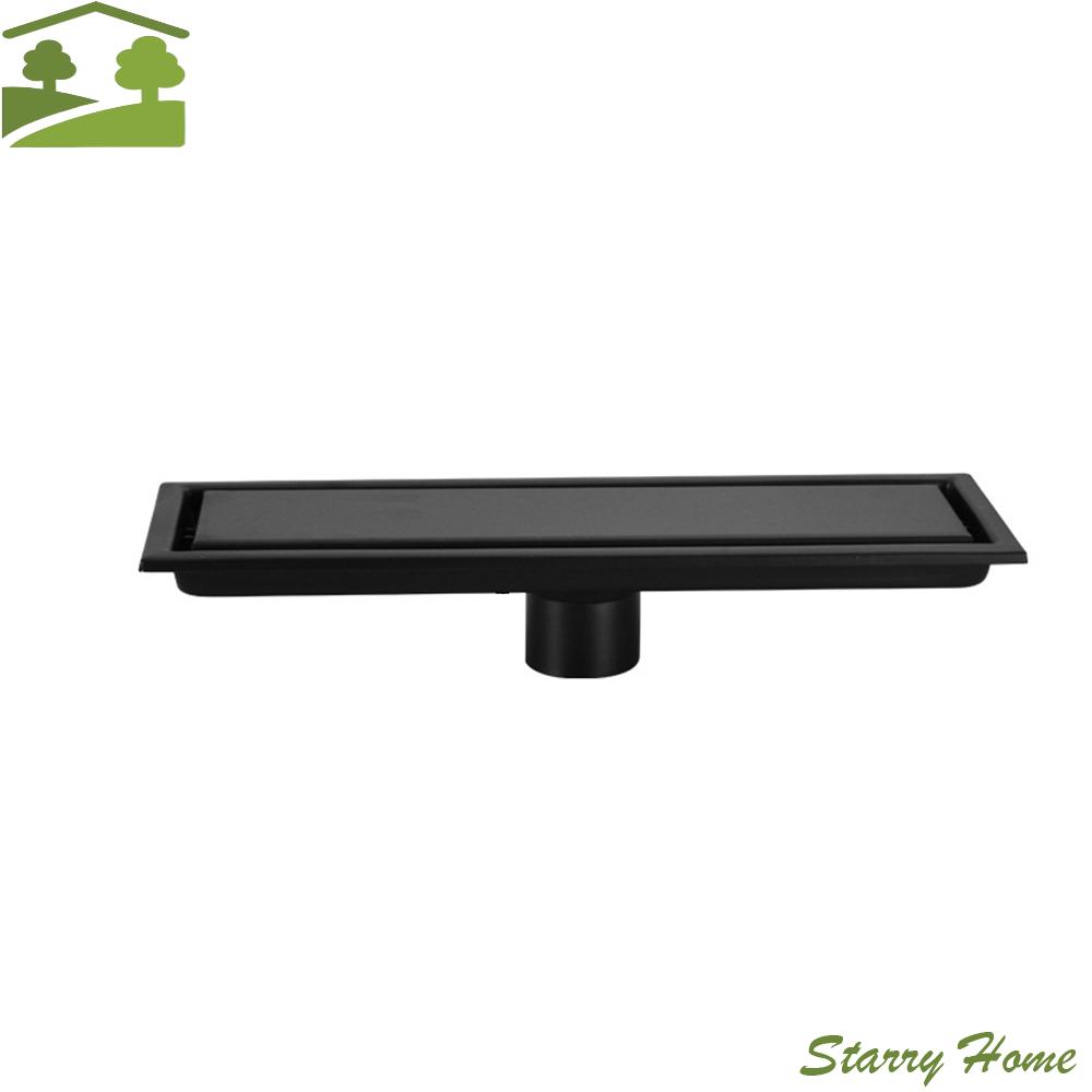 304 Stainless Steel Invisible Floor Drain Quick Drainage Odor-Resistant Rectangular Floor Drain Concealed Removable Cover