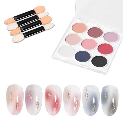 Coikaze Farbverlauf Nagelpuder, 9 Farben, Gel-Nagelpuder, Farbverlauf, Enthält 4 Schwammspitzen (02 Palette)