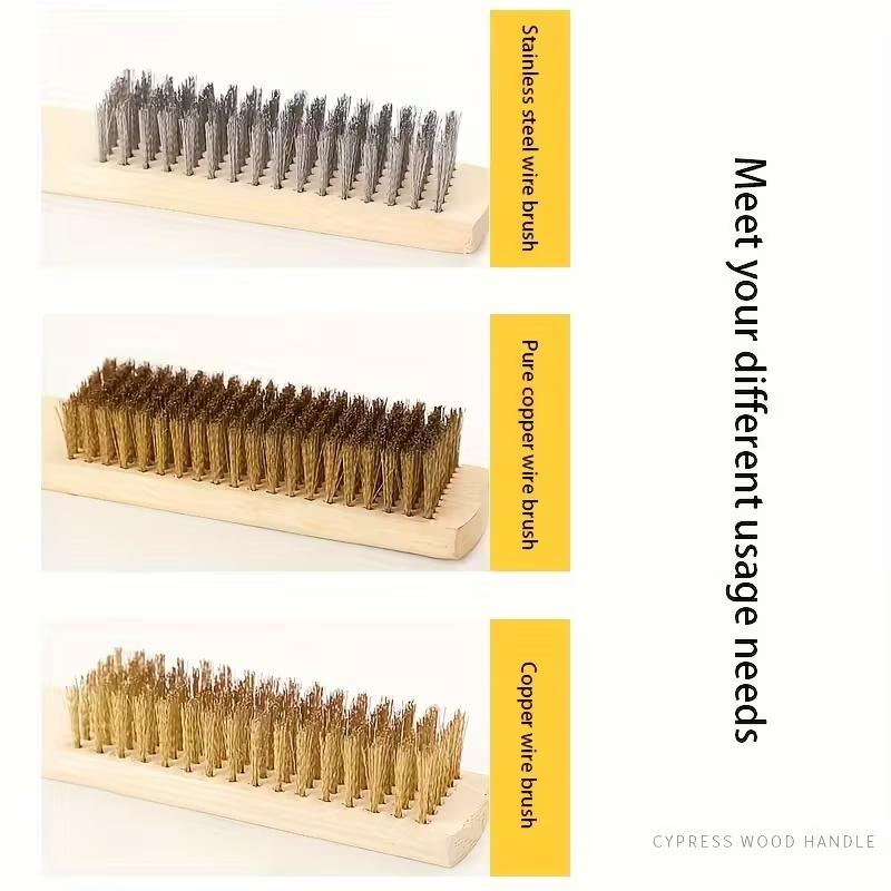 2pcs Heavy-Duty Copper Wire Brush Set-Effective Brush with Sturdy Handle for Paint Scrubbing Removing Unfinished Metal Etc