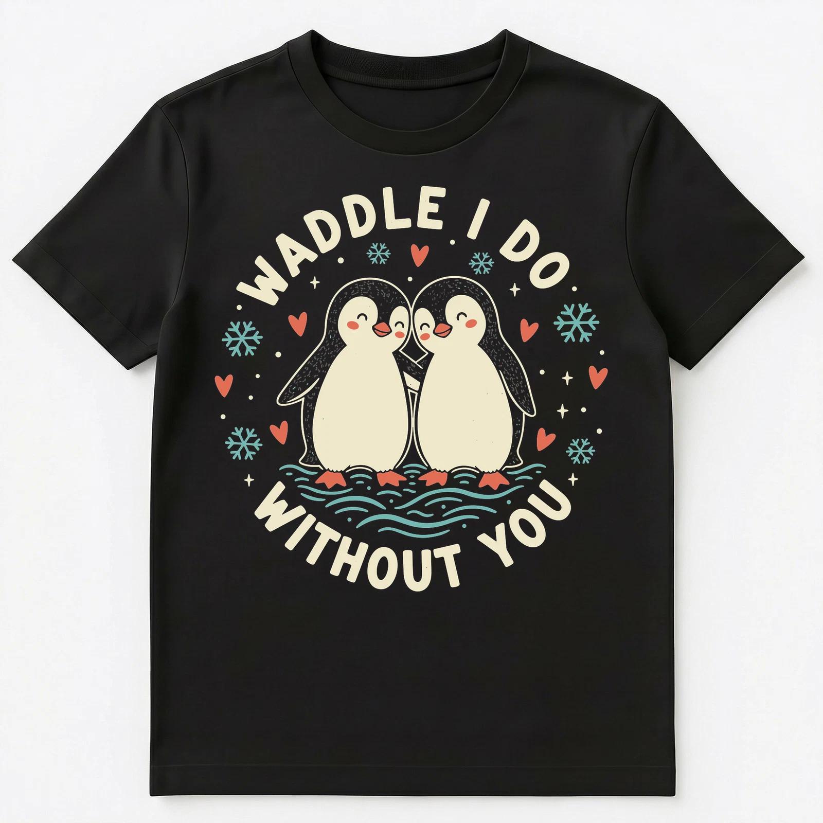 

Cute Penguin Couple Love Humor Pun Design Unisex T-Shirt S