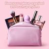uxcell PU Leather Square Makeup Waterproof Cosmetic Organizer Bag with Makeup Brush Holder for Women Pouch, Zipper, (Pink, Small)