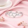 Heart Love Script Open Adjustable Ring –925 Sterling Silver