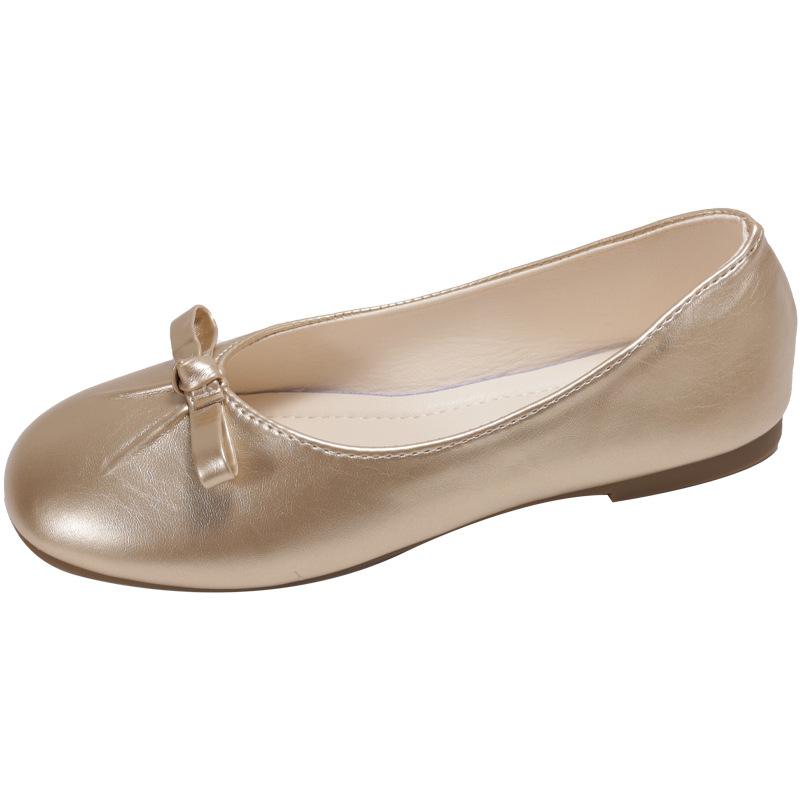 

Sheepskin version~ 2025 new French outer wear one-pedal ballet shoes women s versatile light mouth bow flat shoes 40 золотой