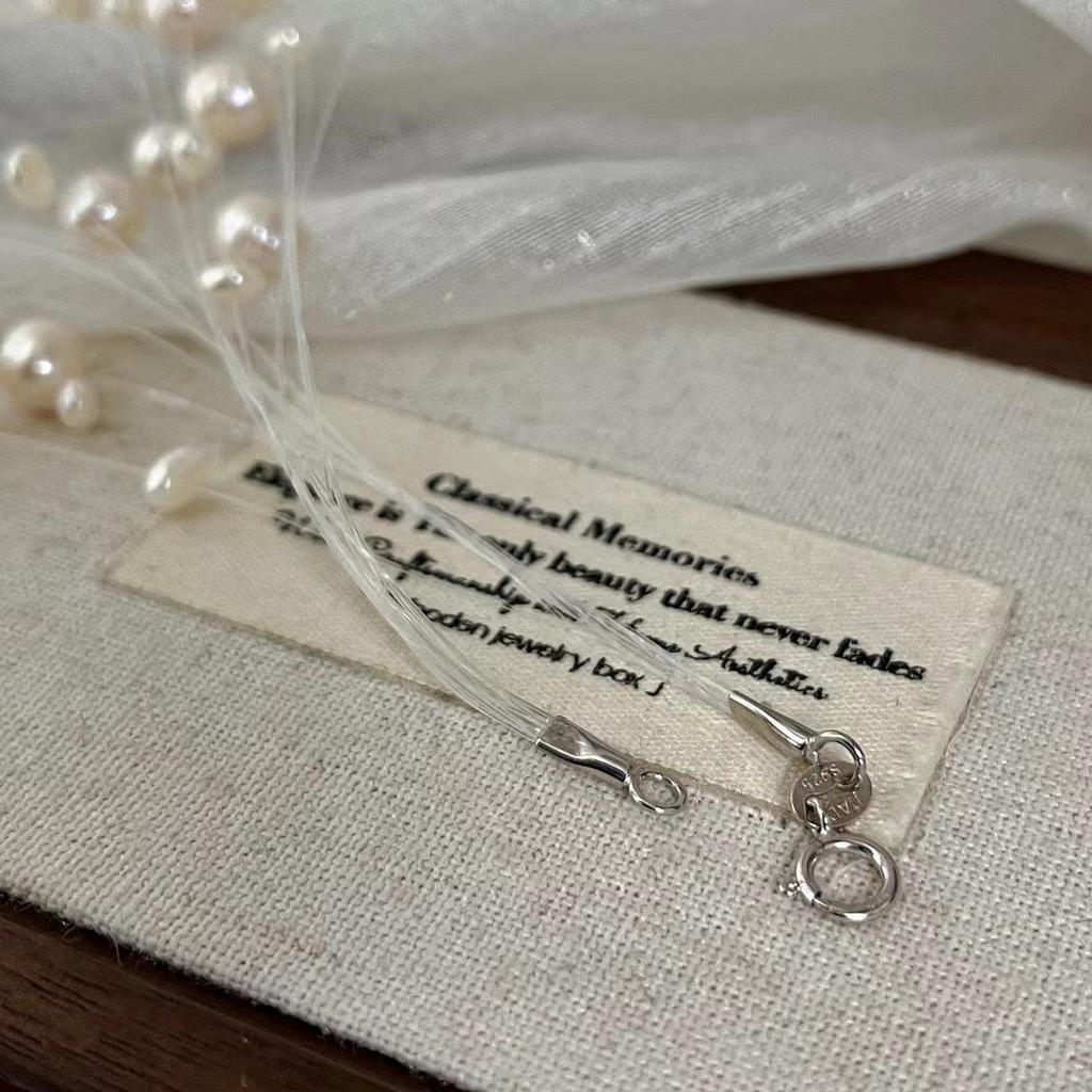 Vintage Necklace Fairy Natural Freshwater Pearl Heavy Industry Gypsy Collarbone Chain Multi-Double Evening Chain