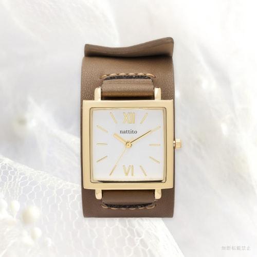 Fieldwork Women's Analog Watch with Leather Strap and Bangle, Krunto, Taupe Brown, ST294-2, Dark Gray