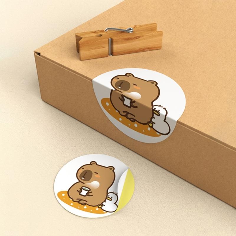 Round Sticker Animal Sticker Labels Decorative Sticker Capybara Reward Sticker Scrapbook Sticker Motivational Sticker