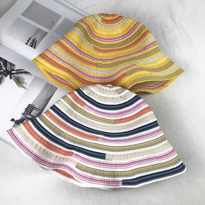 Hat women's new color splicing bucket hat seaside beach hat big brim sun hat sun hat summer