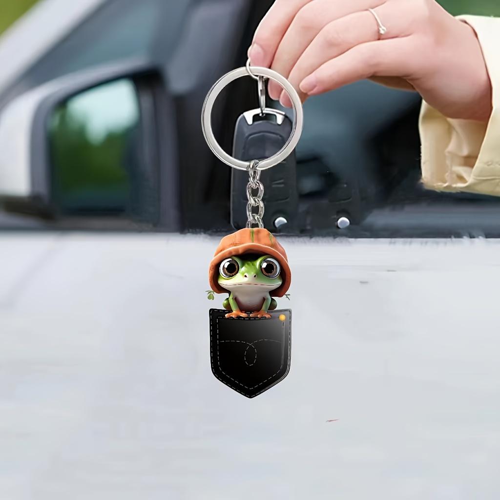 2D Acrylic Cute Frog In The Pocket, Car Rearview Mirror Decorative Pendant, Bag Keychain Cool Pendant, Small Gift