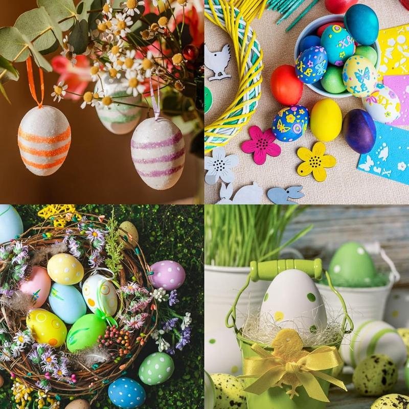 20pcs White Foam Eggs Easter DIY Painting Craft Fake Styrofoam Egg Easter Home Decoration Supplies Kids Favors Toy Gifts