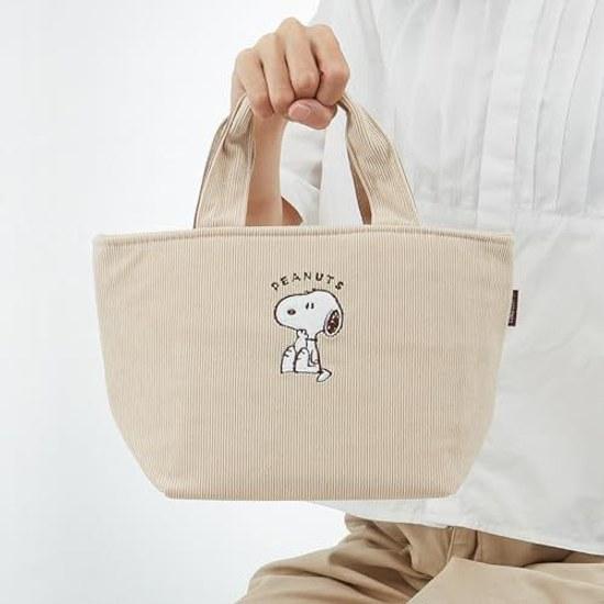 Skater Corduroy Fabric Insulated Lunch Bag 30Gusset 12Height 18cm Snoopy KCOB2-A
