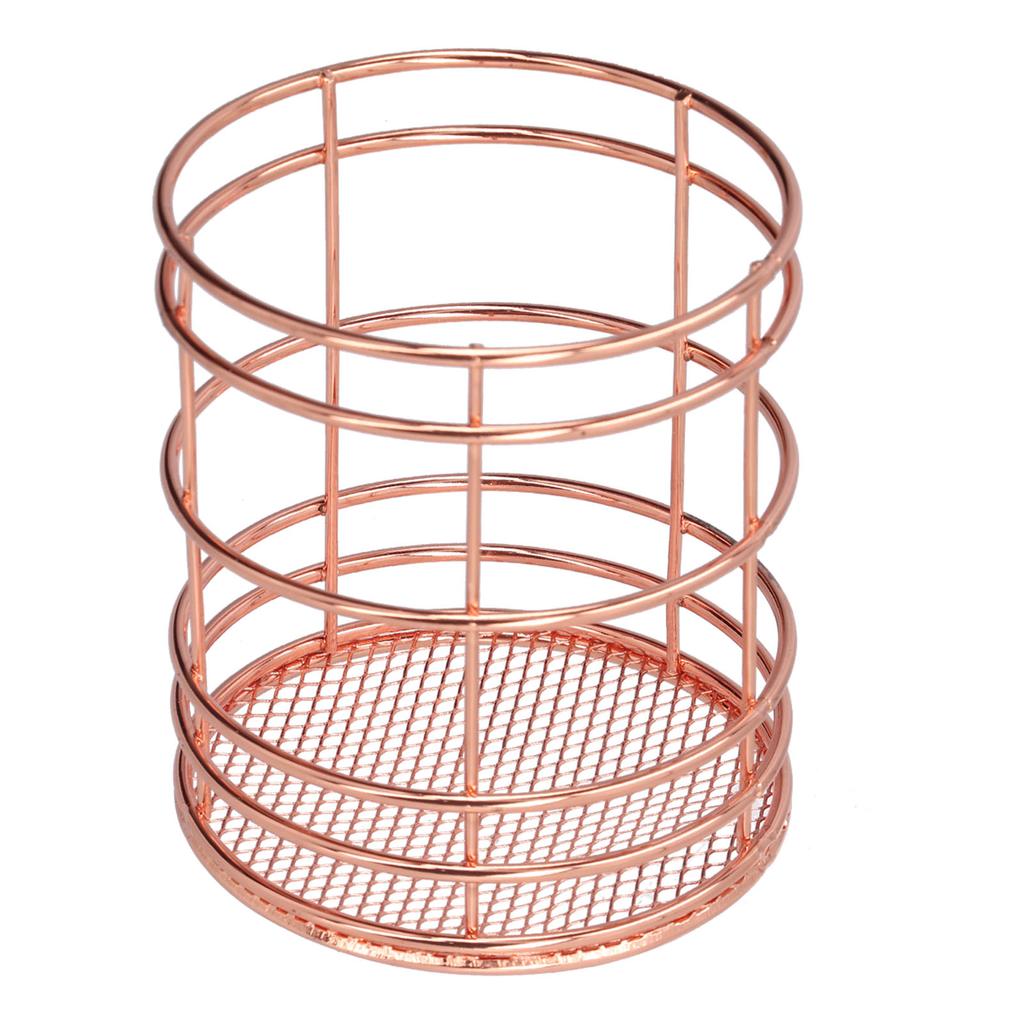 Round Hollow Chopstick Cage Multifunctional Desktop Pen Holder Organizer for Home KitchenRose Gold