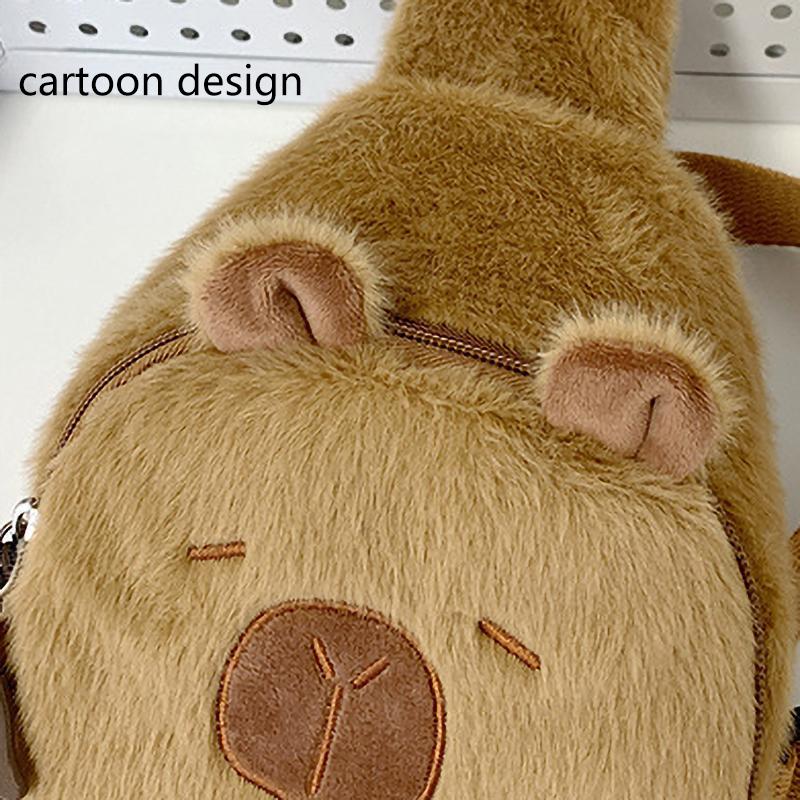 

Shoulder Bag Capybara Plush Backpack Animals Students School Bag Large Capacity Couple Cartoon Knapsack Bags Cute Doll Tote Bag коричневый