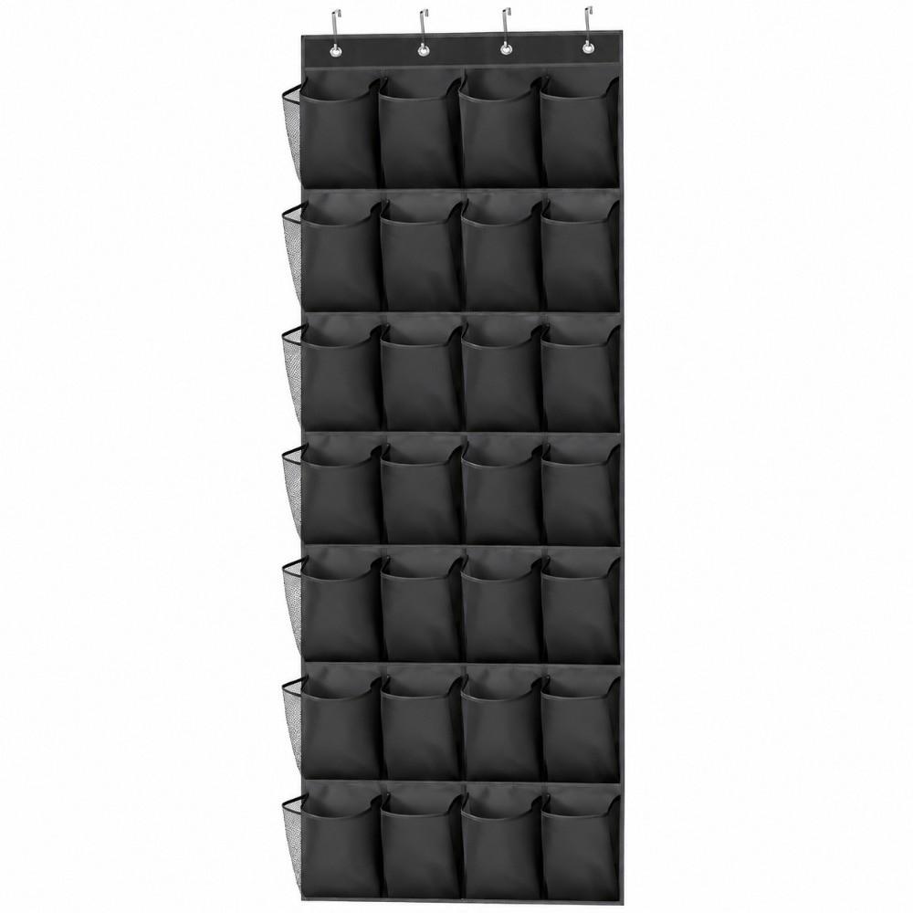 Breathable Over The Door Shoe Organizer Mesh Pockets Hanging Shoe Rack  Door Behind