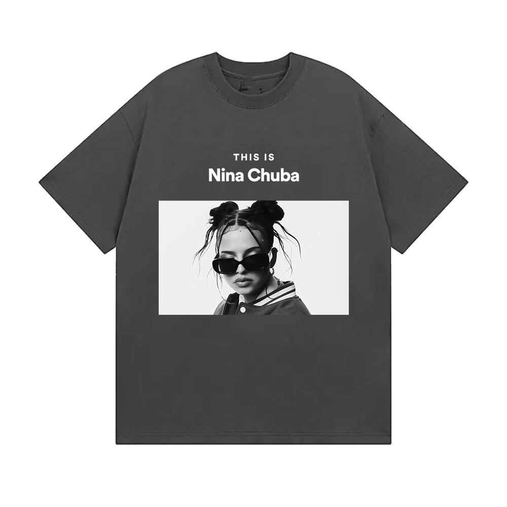

2026 Summer Bestselling Singer Nina Chuba Retro Casual Trend ShortSleeved TShirt for Unisex Loose and Breathable Shirt S