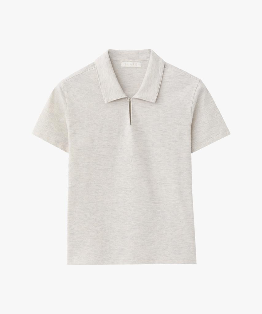 SUARE WOMEN Button Collar Half Sleeve Oatmeal