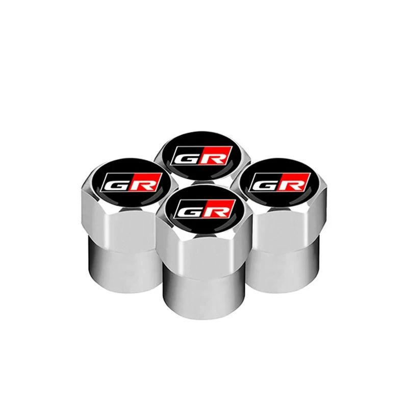 

4 x GR Logo Металлические колпачки для клапанов колес автомобиля Пылезащитные чехлы серебряный