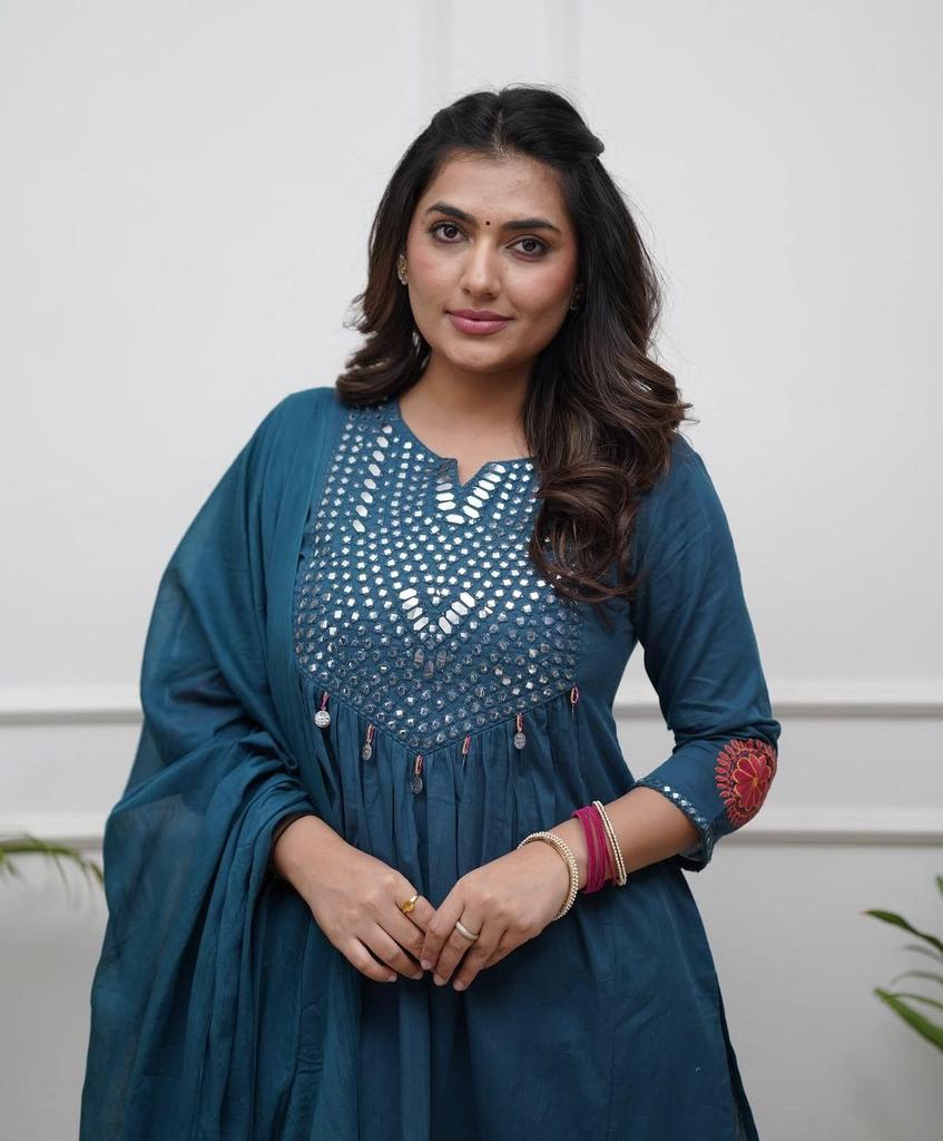 Women Cotton Top Tunic Kurta Pant Dupatta Set Indian Bollywood Party Wear Ethnic Kurti Salwar Suit