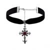 Gothic Dark Cross Ruby Necklace Choker Chain