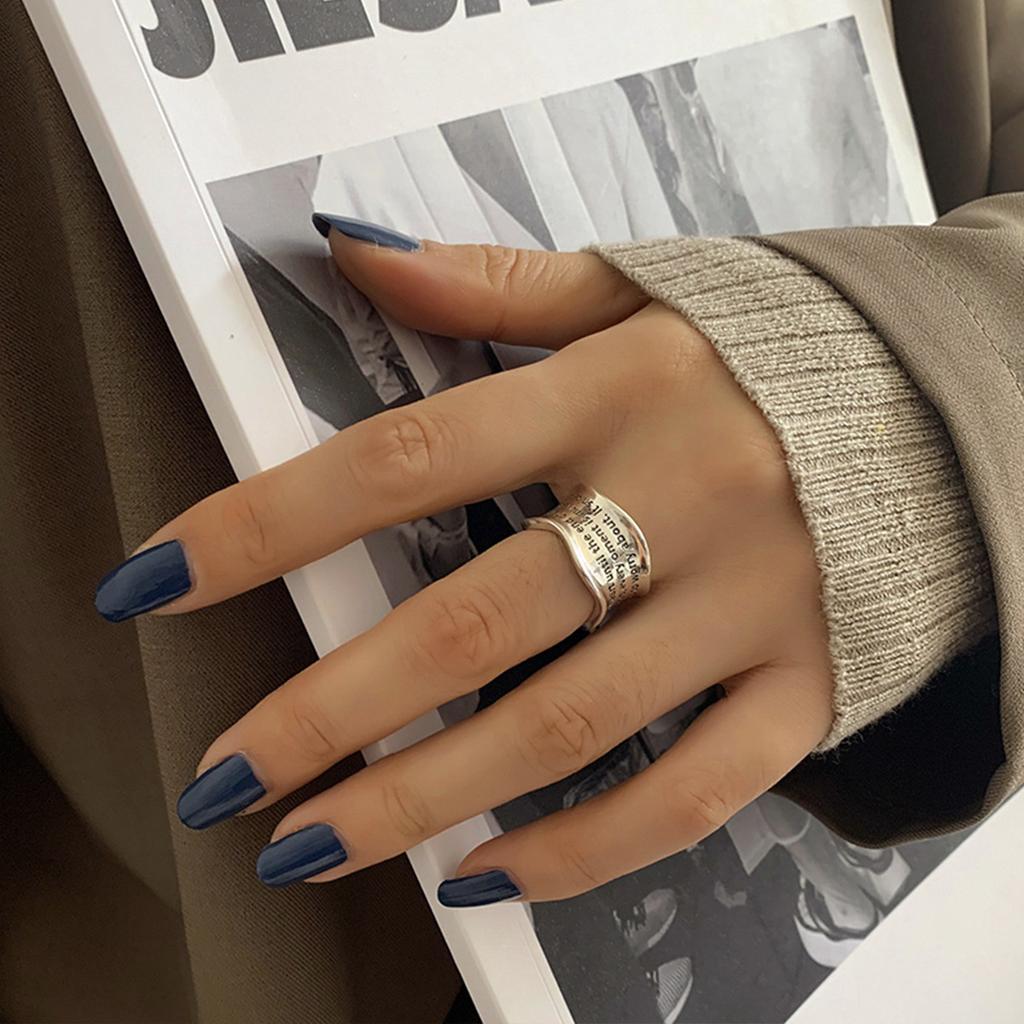 Art Deco Geometric Ring Hip Hop Style Ring Female Ins Cool Letters Personality Exaggerated Retro Random Shape Adjustable Senior Sense Ring