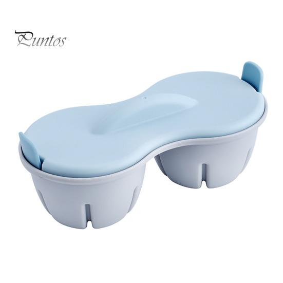 Plastic Egg Boiler Dual Cavity Microwave Poacher with Lid, Heat Resistant Double Hole Steamer, Compact Cooker Quick Breakfast Tool Nutritious Maker