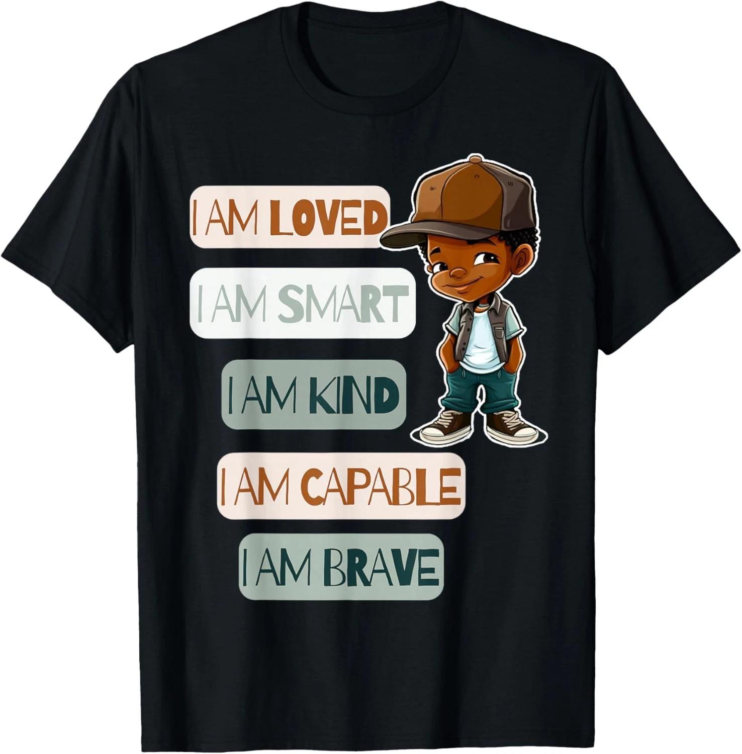 Positive Affirmations for African American Boys Funny Gift Unisex T-Shirt 2XL