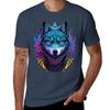 Proud Wolf In Tribal Look Tshirt Basic Plain Tee For Spring And Summer Tshirt