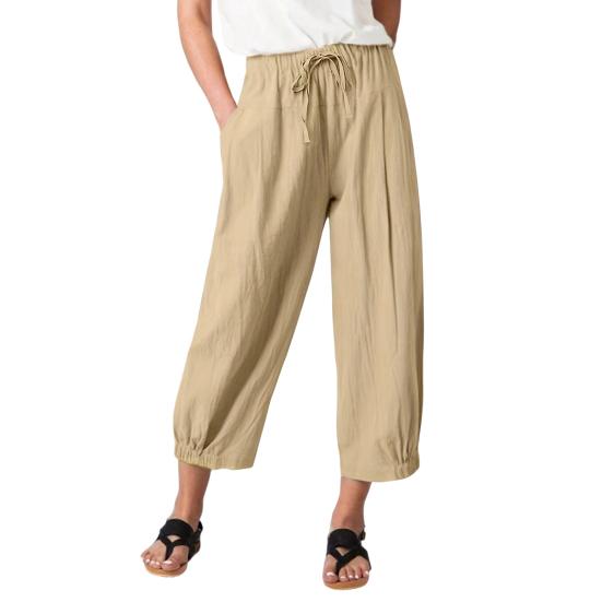 

Women Pants Elastic High Waist Wide Leg Casual Trousers with Pockets Loose Fit Pure Color Commuting Work Trousers L хаки