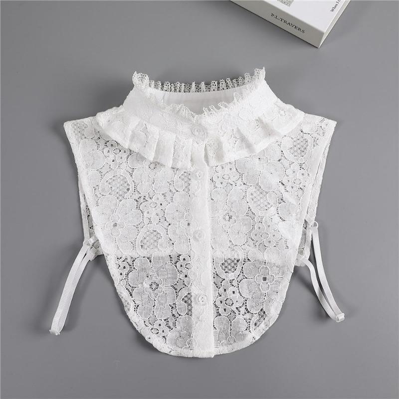 Hollow Lace Chiffon Doll Cotton Fake Collar Blouse Sweater Detachable Shirt Collar False Collar Lapel Women Top Collars Decor