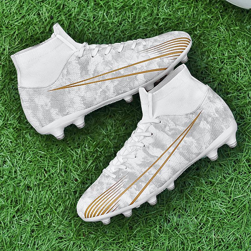 Spike football shoes children's leather foot sports shoes men's boots foreign trade high top large size 46 47 sneakers