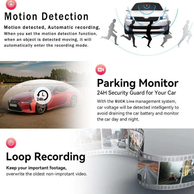 Mini DVR 3 Channel 2.4 Inches DashCam Car Full High-Definition Video Recorder Auto Registrator DashCam Camcorder Cameras