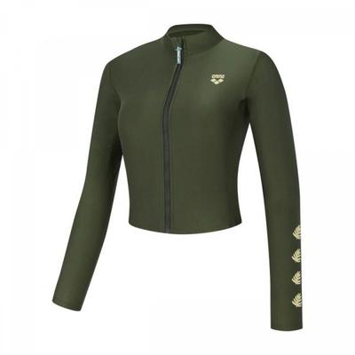 Women S Slim Fit Crop Zip raSh Guard  A5bl1pq03 Kha 
