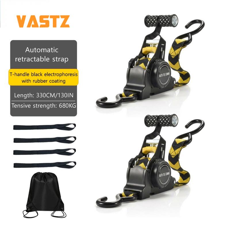 Car Automatic Retractable Tensioning Strap For Cargo Truck Motorcycle Transport Heavy Duty Quick Retract Tangled - Free Webbing